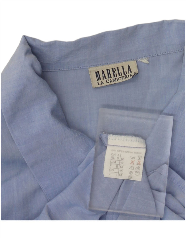 Marella Damenhemd UK 16 Large Blaue Baumwolle