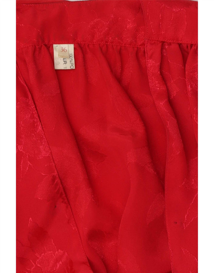 Vintage Damen 3/4 Ärmel Bluse Top EU 36 Kleines rotes Blumenmuster aus Polyester
