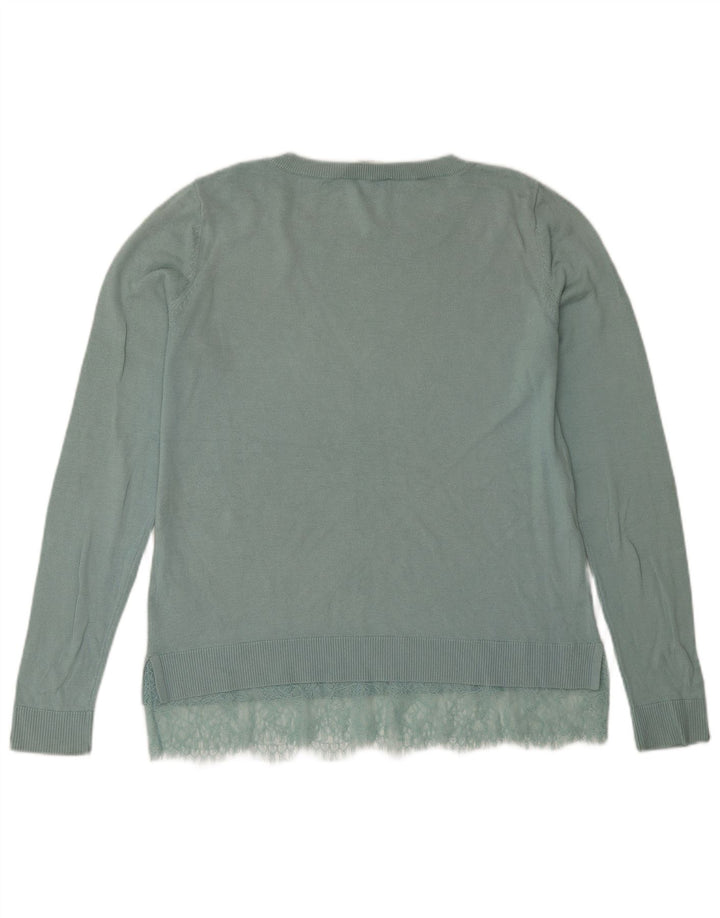 Oasis Damen-Pullover mit U-Boot-Ausschnitt, UK 14, mitteltürkisfarbene Baumwolle