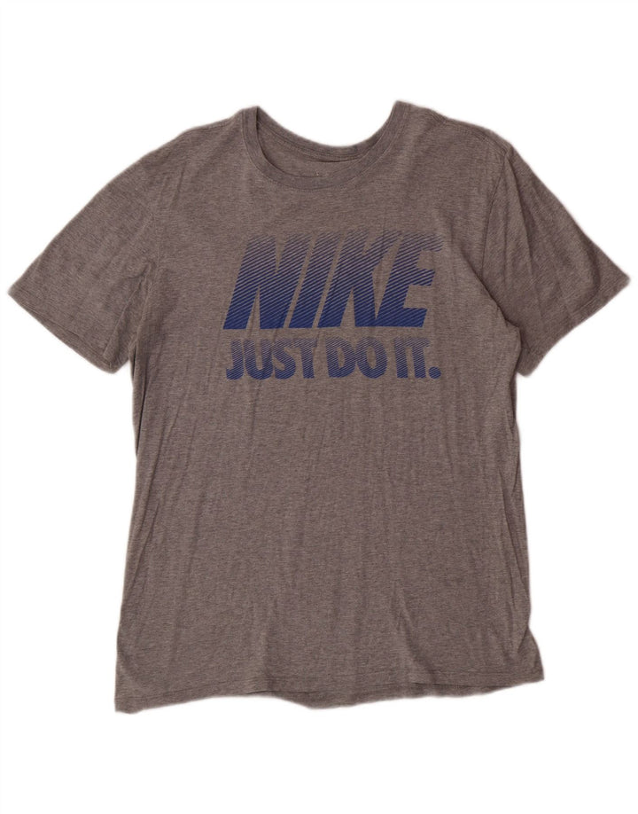 NIKE Mens Graphic T-Shirt Top Small Grey Cotton