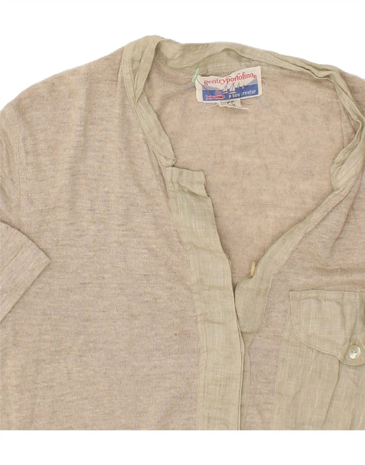 VINTAGE Womens Basic Dress UK 14 Large Grey Linen Vintage Vintage and Second-Hand Vintage from Messina Hembry 