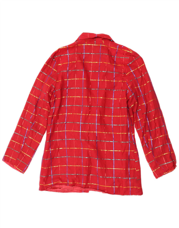 Monsoon Damen-Blazer mit 1 Knopf, UK 12, mittelrot, kariert, Baumwolle