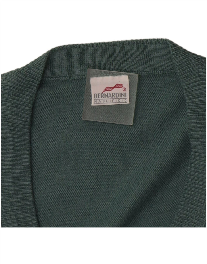 Bernardini Herren-Strickjacke, ärmellos, XL, blaue geometrische Wolle