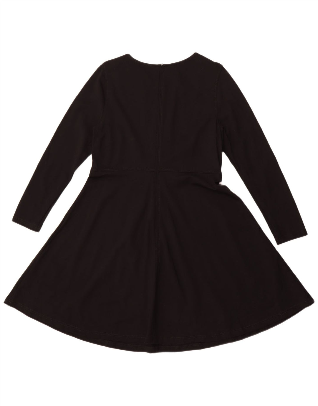 MARKS & SPENCER Langärmliges A-Linien-Kleid für Damen, UK 16, Größe L, schwarze Viskose