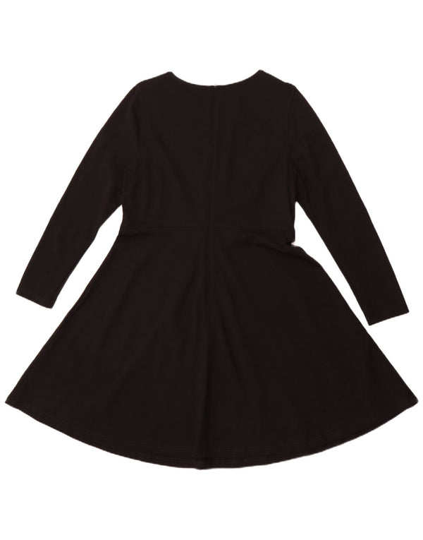 MARKS & SPENCER Langärmliges A-Linien-Kleid für Damen, UK 16, Größe L, schwarze Viskose