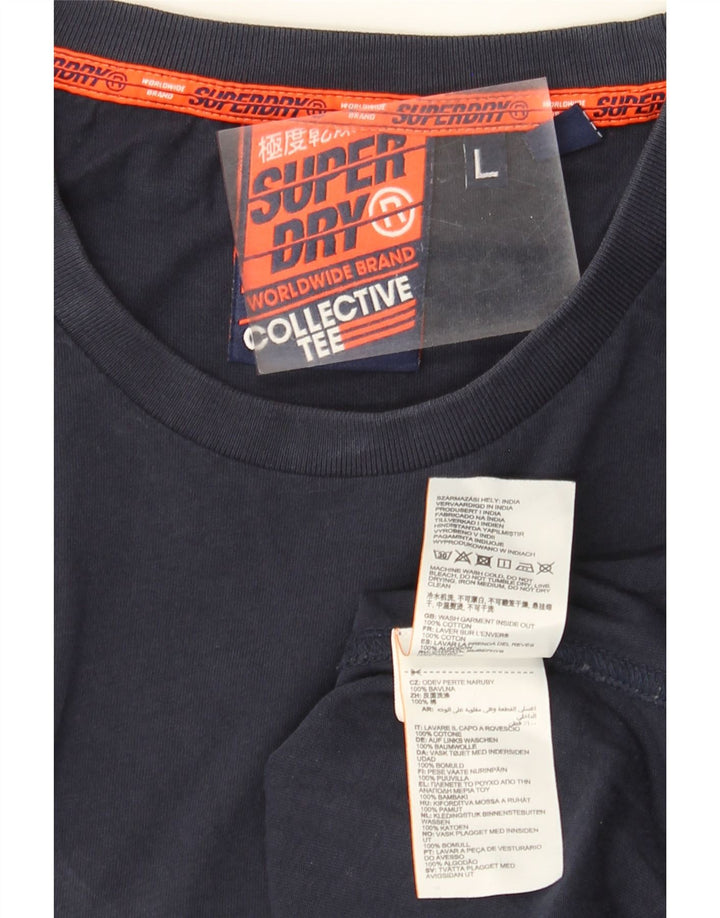 Superdry Herren T-Shirt Top Large Marineblau Baumwolle