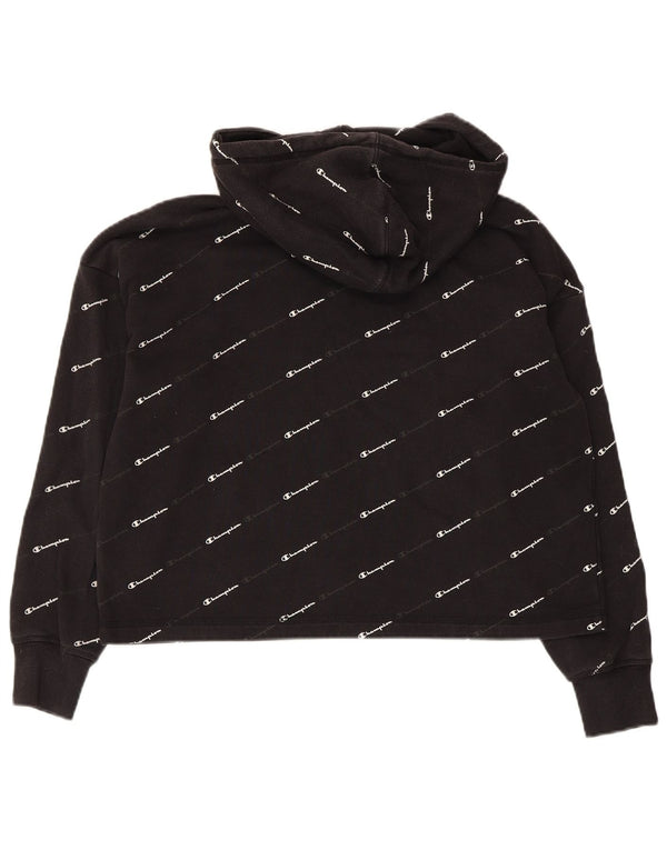 Champion Womens Graphic Oversized Hoodie Pullover UK 10 Small Schwarz