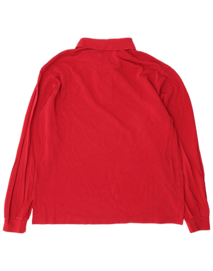 Lacoste Herren-Langarm-Poloshirt, Größe 4, mittelrote Baumwolle