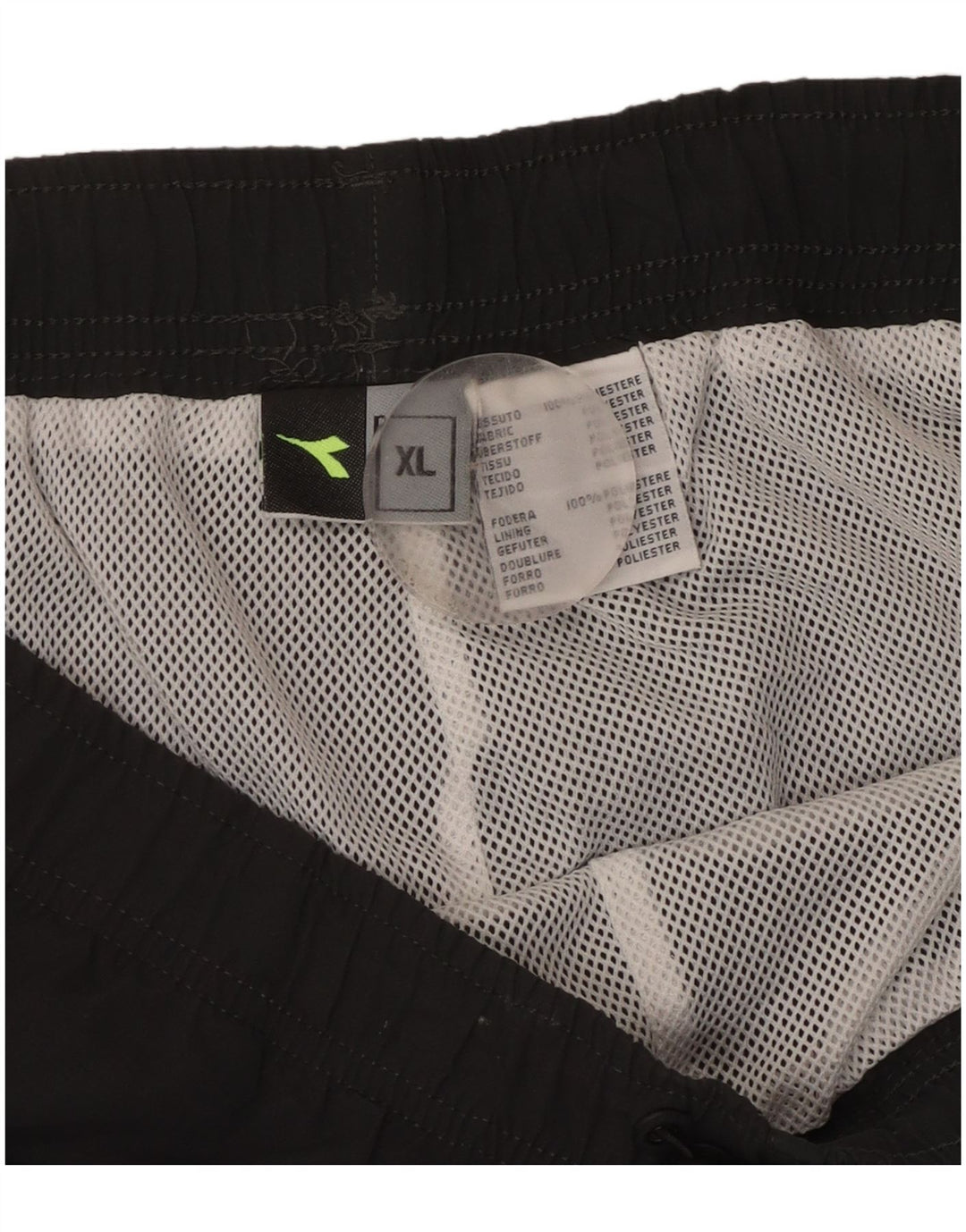 Diadora Herren-Trainingshose XL, schwarzes Colourblock-Polyester