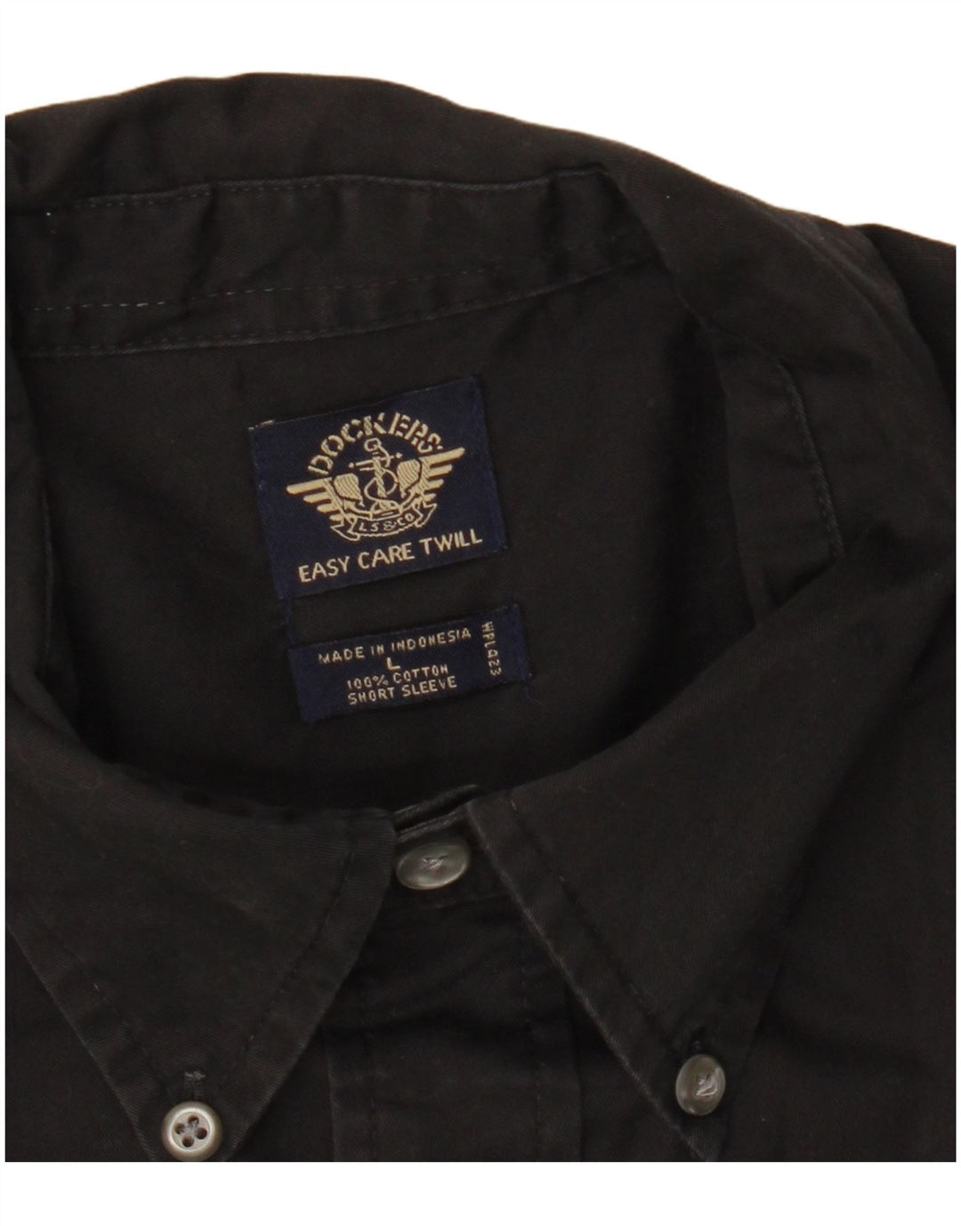 DOCKERS Herren-Kurzarmhemd, groß, schwarze Baumwolle