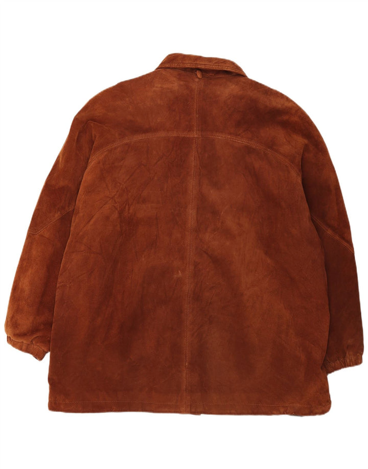 Michel Damen Übergroßer Wildledermantel IT 50 XL Braunes Leder