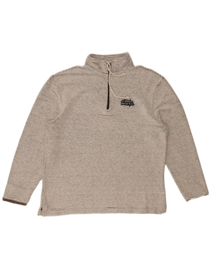 WEIRD FISH Herren-Sweatshirt mit Reißverschluss am Hals, groß, aus grauer Baumwolle