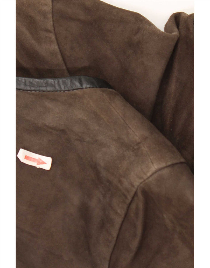 Vintage Damen Wildleder-Etuikleid IT 44 Mittelbraun