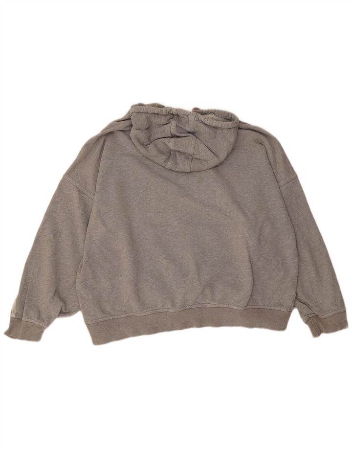 Adidas Damen Übergroßer Kapuzenpullover UK 14 Mittelgraue Baumwolle