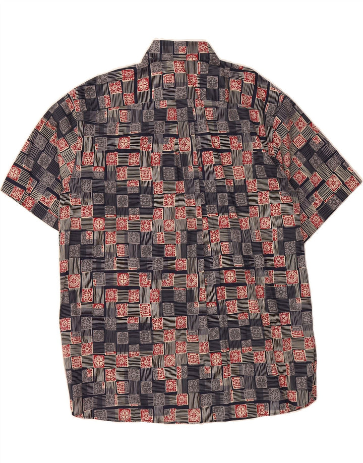 DANIEL CREMIEUX Mens Abstract Pattern Short Sleeve Shirt XL Navy Blue Vintage Daniel Cremieux and Second-Hand Daniel Cremieux from Messina Hembry 