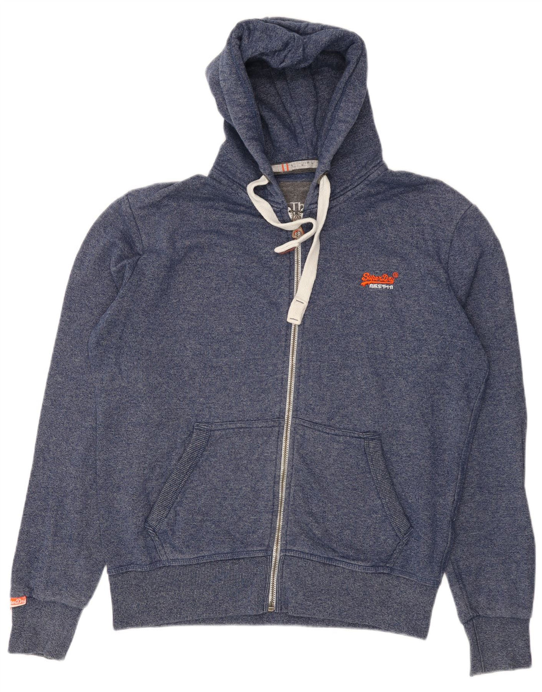 SUPERDRY Herren-Kapuzenpullover mit Reißverschluss, XL, marineblau gesprenkelte Baumwolle