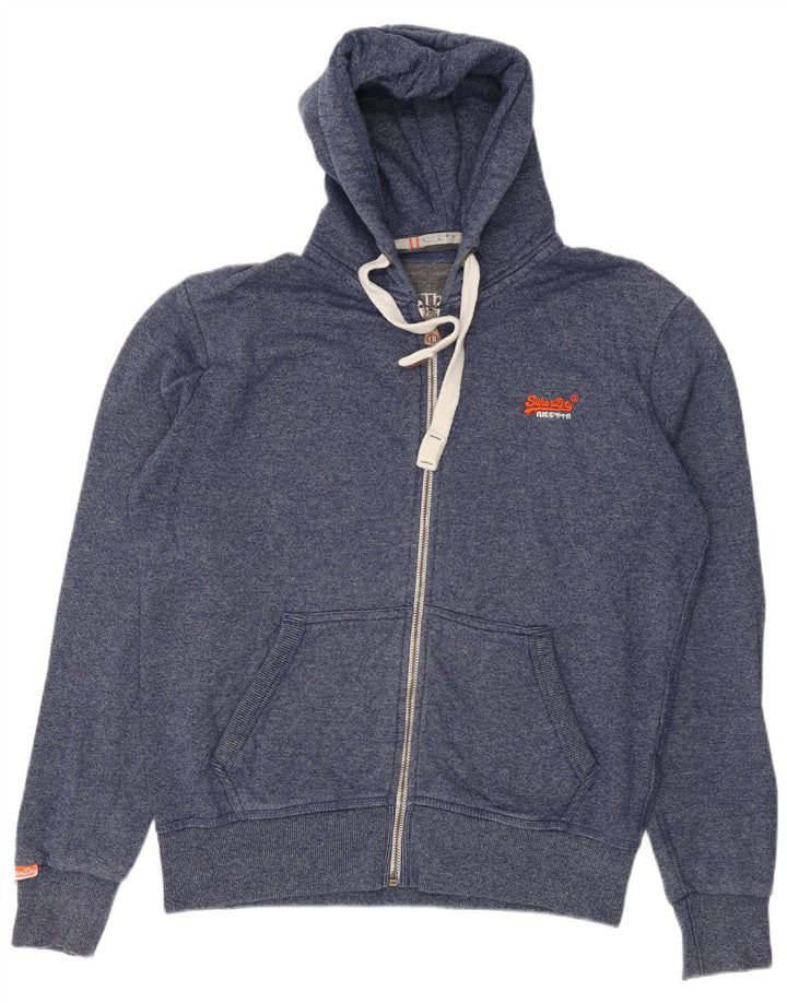 SUPERDRY Herren-Kapuzenpullover mit Reißverschluss, XL, marineblau gesprenkelte Baumwolle