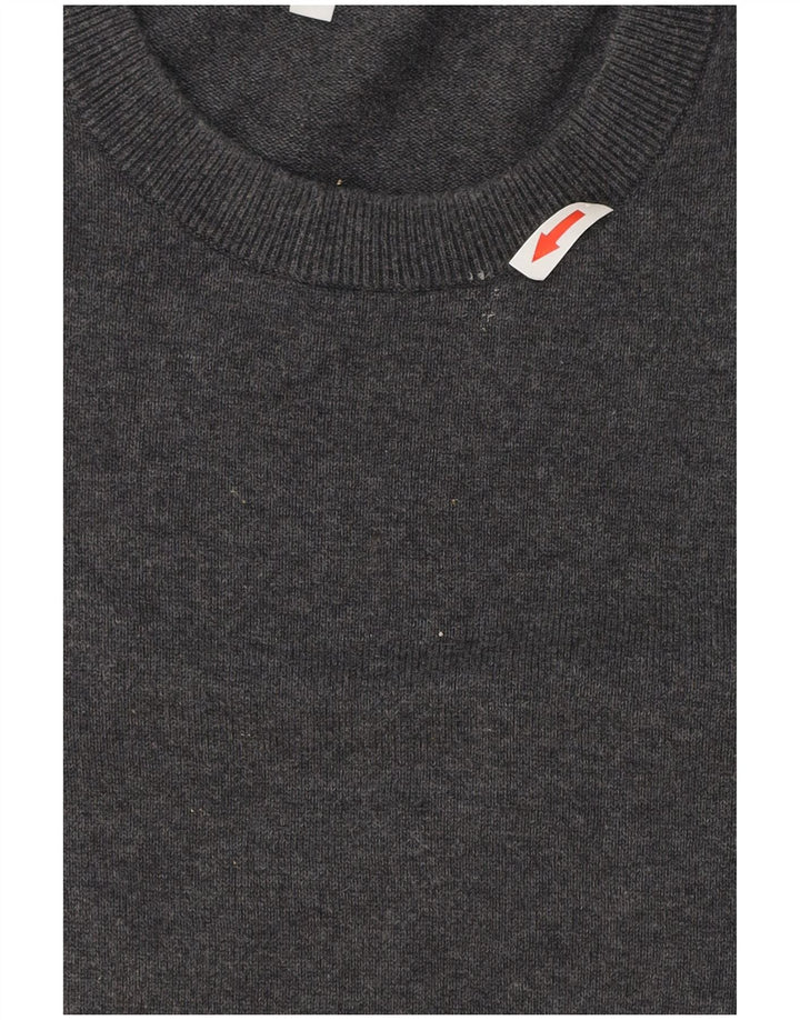 John Lewis Herren-Pullover mit Rundhalsausschnitt, groß, graue Baumwolle