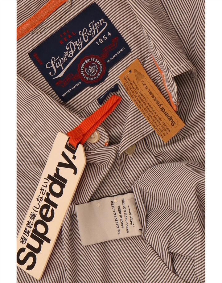 Superdry Herrenhemd aus mittelgrauer Nadelstreifen-Baumwolle
