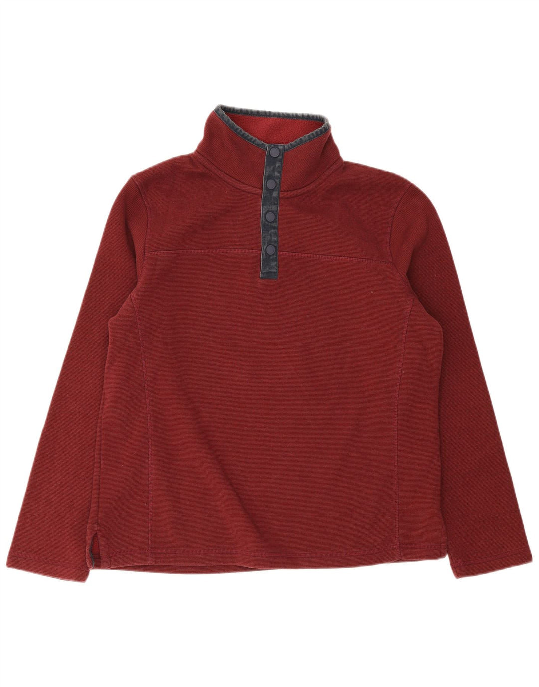 Fat Face Herren-Sweatshirt mit Knopfkragen, Größe L, Burgunderrot, Baumwolle