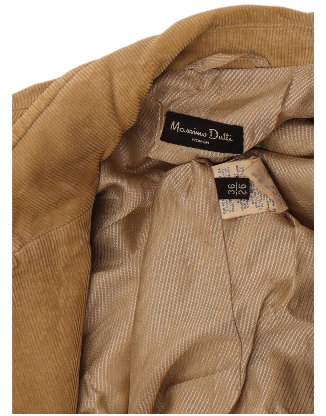 MASSIMO DUTTI Damen-Blazerjacke aus Cord mit 2 Knöpfen, EU 36, XS, braune Baumwolle