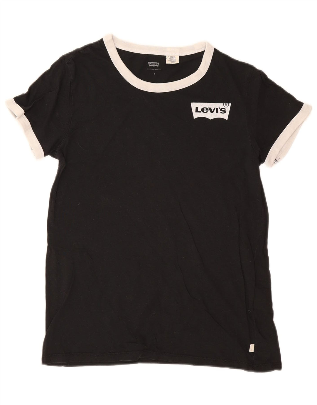 Levi's Damen T-Shirt Top UK 10 Small Schwarz Baumwolle