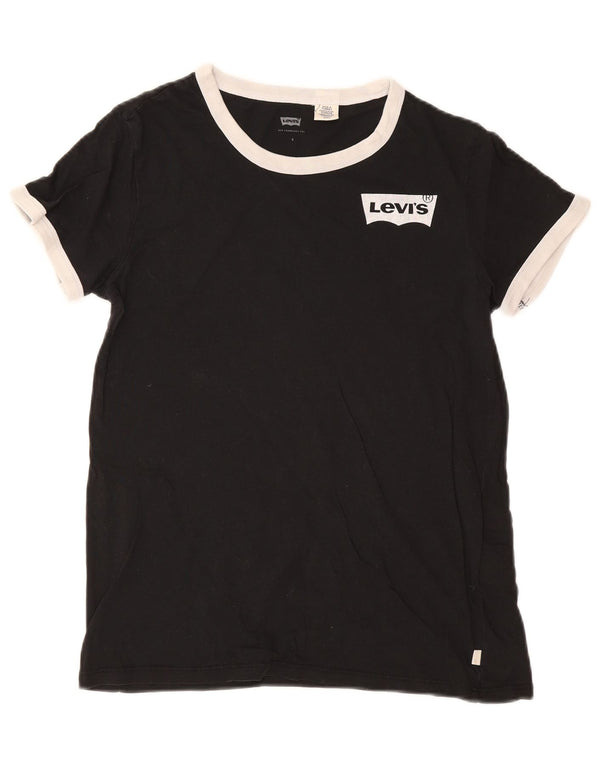 Levi's Damen T-Shirt Top UK 10 Small Schwarz Baumwolle