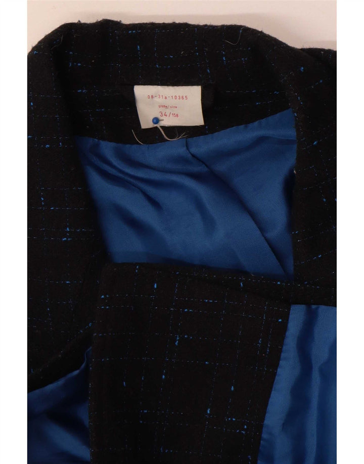 Vintage Damen Oversized Blazer Jacke EU 34 XS Marineblau kariert