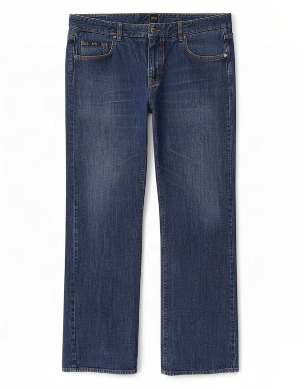 Hugo Boss Herren Straight Jeans W38 L32 Marineblaue Baumwolle