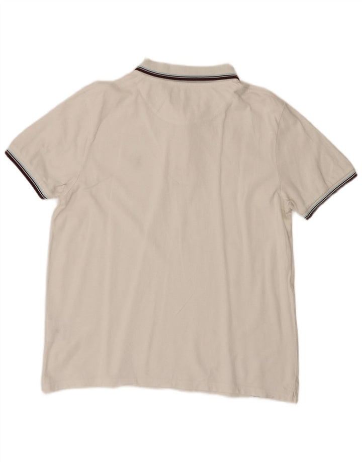 Lyle & Scott Herren Poloshirt XL weiß gestreift aus Baumwolle
