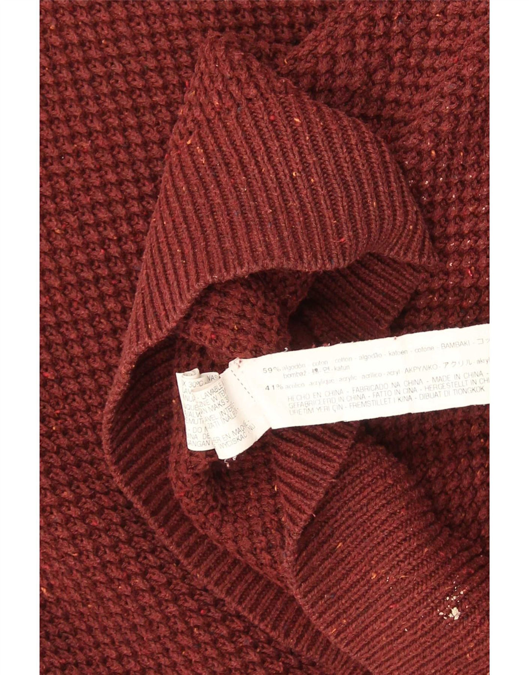 Zara Herren-Pullover mit U-Boot-Ausschnitt, XL, rote Baumwolle