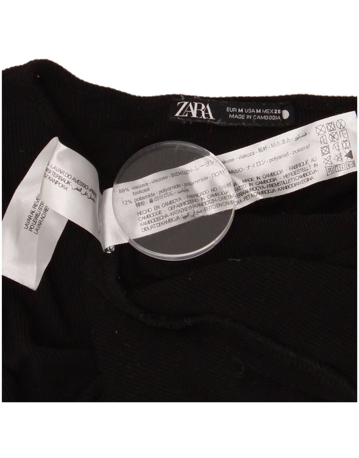 ZARA Damen-Pullover mit U-Boot-Ausschnitt, Gr. 12, mittlere schwarze Viskose