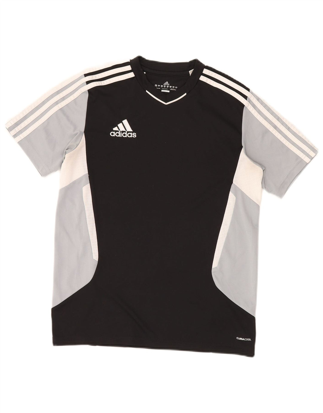 ADIDAS Climacool T-Shirt für Jungen, 13–14 Jahre, schwarzes Colourblock-Polyester