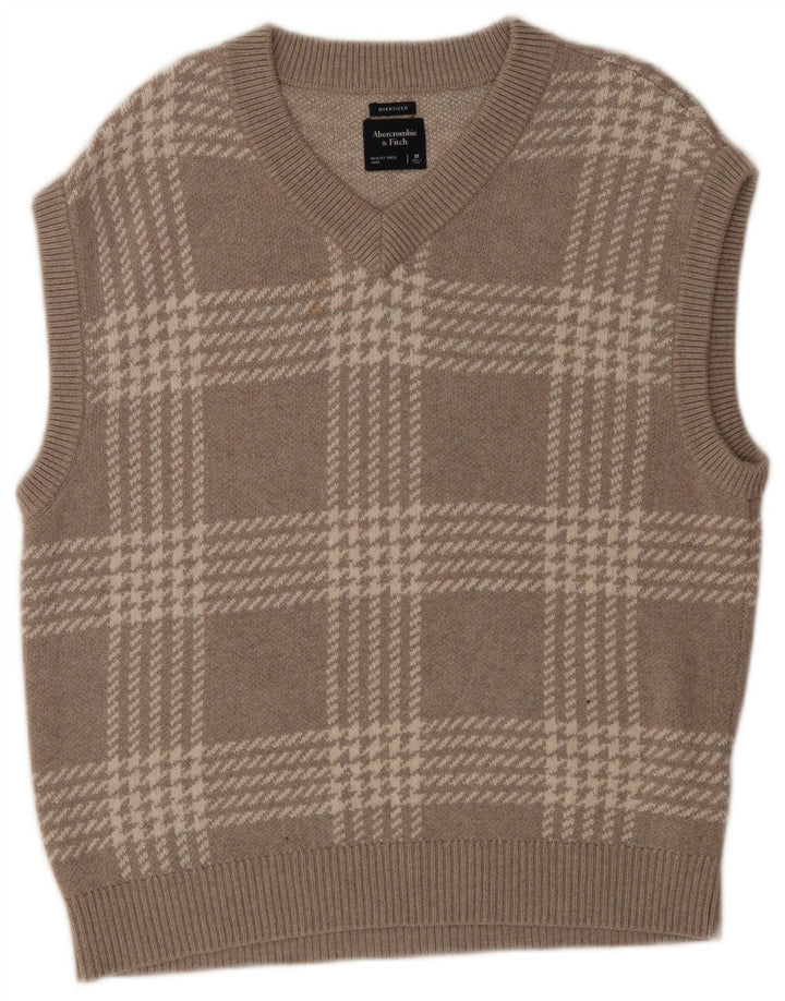 Abercrombie & Fitch Herren-Tanktop mit übergroßer Weste, Mittelgrau mit Hahnentrittmuster