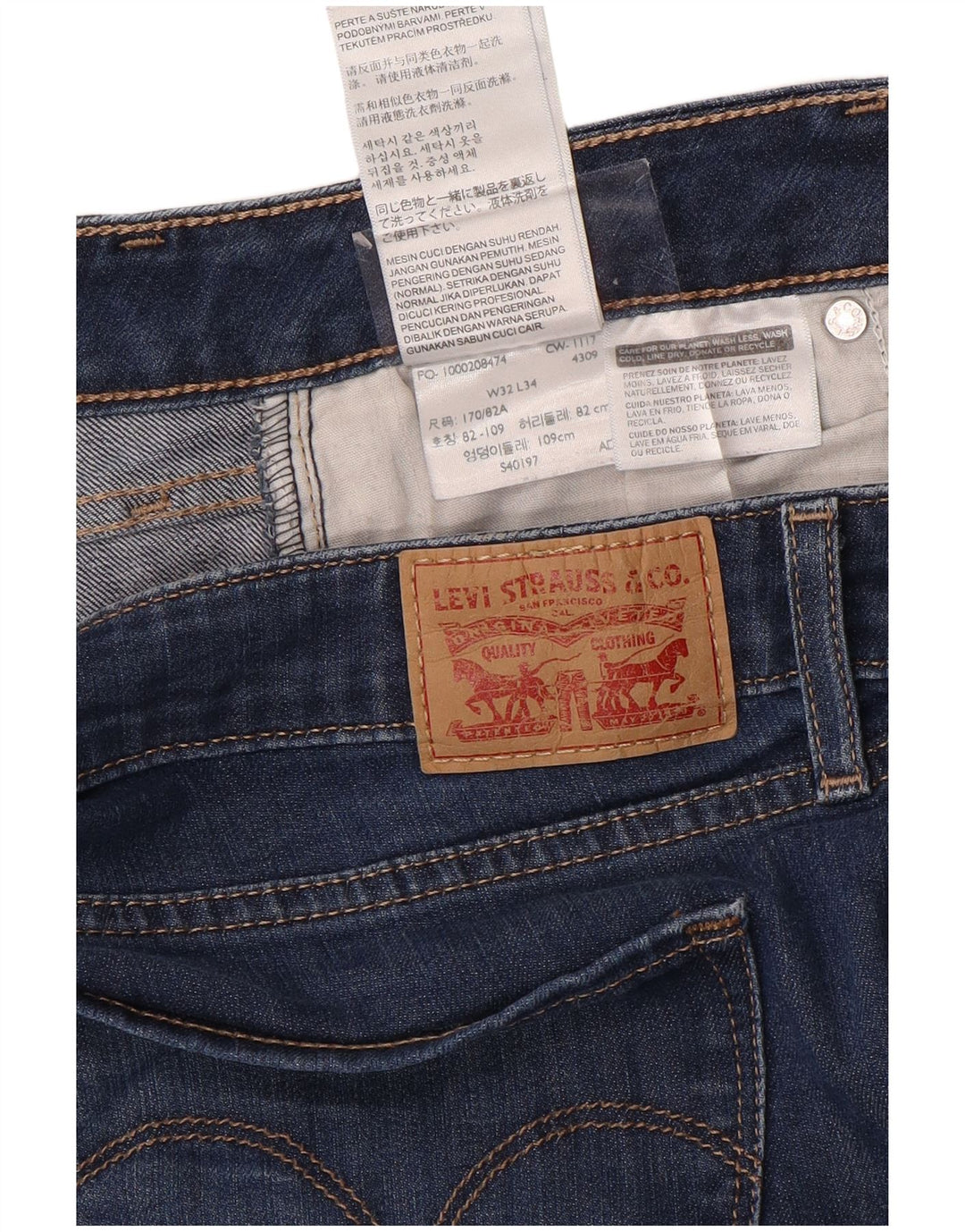 LEVI'S Damen 712 Slim Jeans W32 L34 Blaue Baumwolle