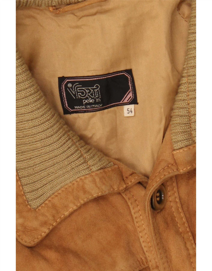 Vintage Herren Wildleder Bomberjacke IT 54 2XL Braunes Leder