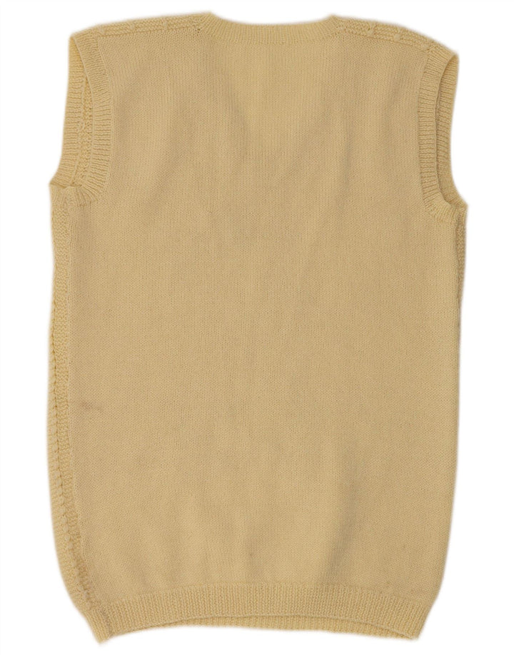Vintage Damen Weste Tank Top UK 14 Groß Gelb