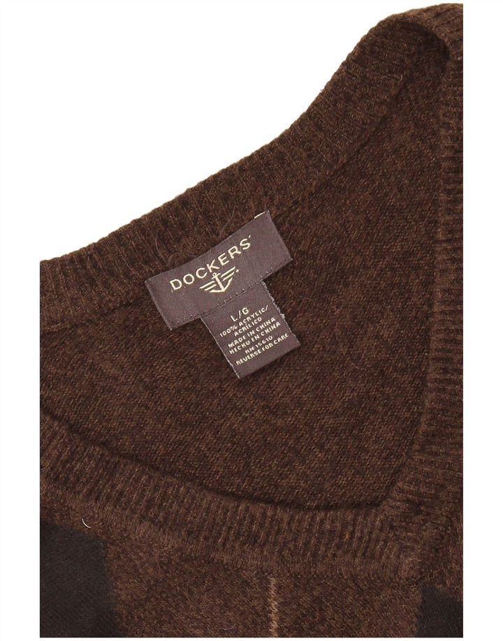 DOCKERS Herren-Tanktop, groß, braun, Argyle/Diamant-Acryl