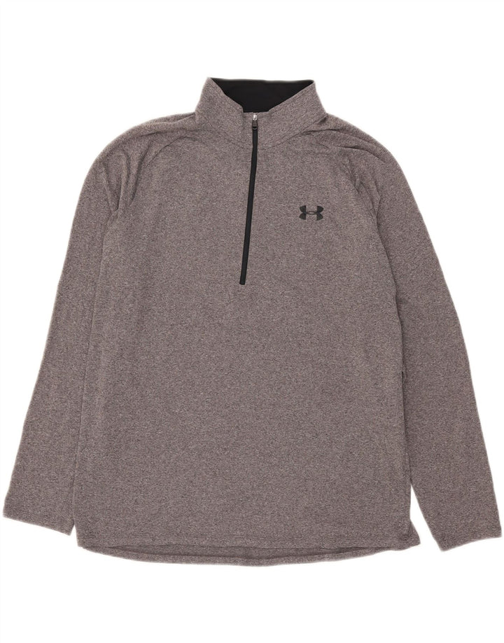 Under Armour Herren Heat Gear Zip Neck Pullover Trainingsanzug Top XL Grau