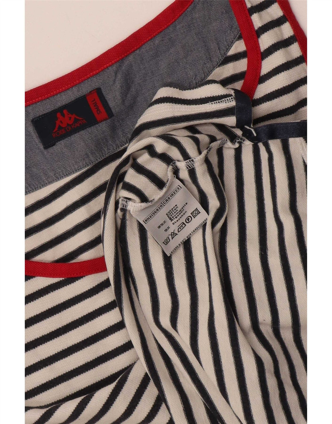 Kappa Damen Weste Top UK 10 Small weiß gestreift Baumwolle