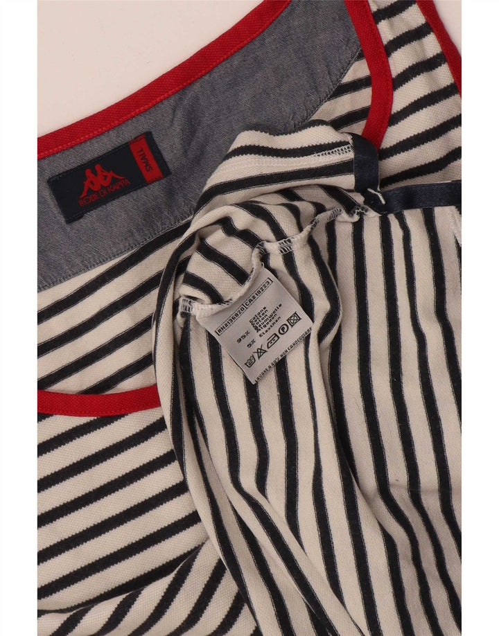 Kappa Damen Weste Top UK 10 Small weiß gestreift Baumwolle