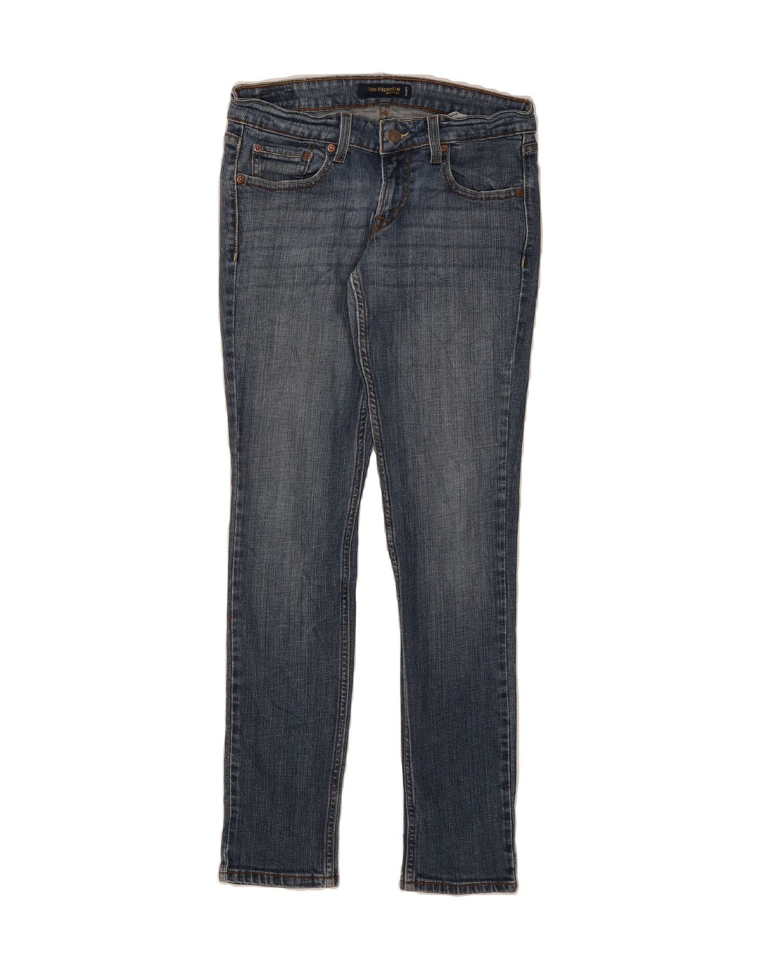 LEVI'S Womens 524 Super Low Skinny Jeans US 7 Medium W30 L31 Navy Blue Vintage Levi's and Second-Hand Levi's from Messina Hembry 