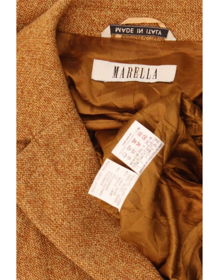 Marella Womens Crop 3 Button Blazer Jacke UK 10 Small Braune Wolle