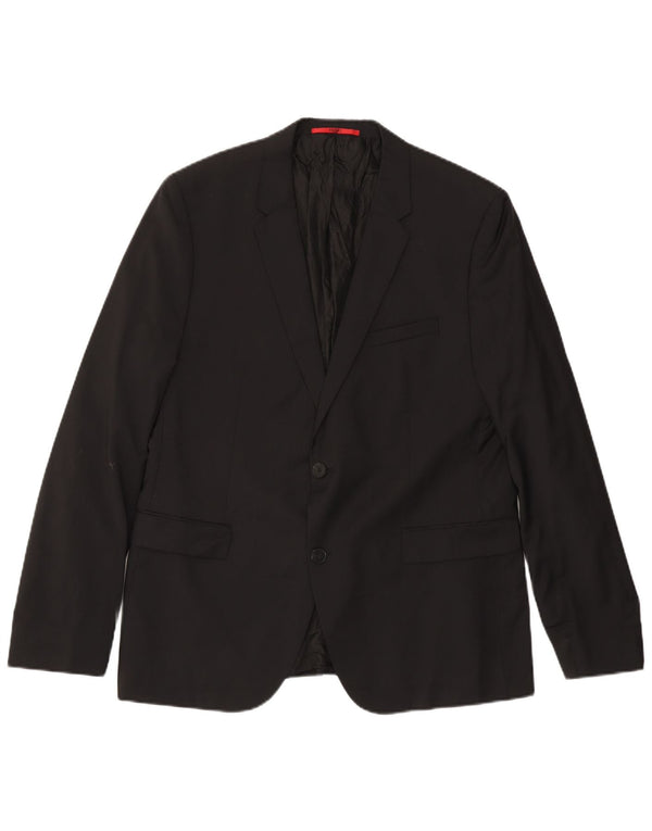 HUGO BOSS Herren-Blazer mit 2 Knöpfen, EU 56, 3XL, schwarze Wolle