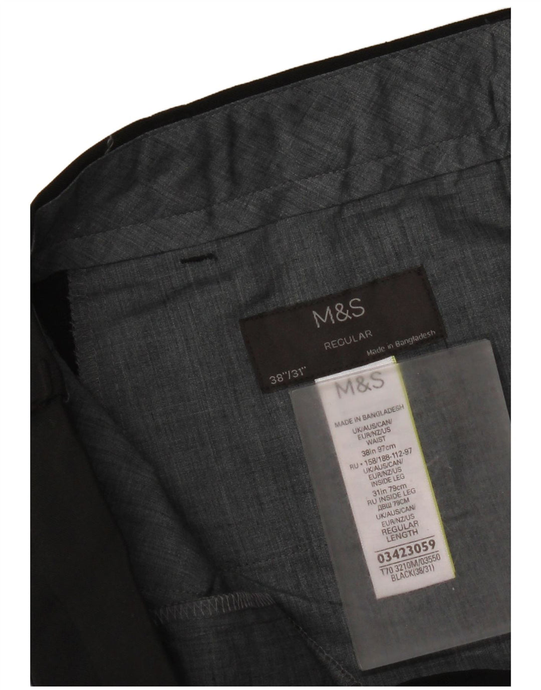 Marks & Spencer Herren-Anzughose, normal, W38, L31, Schwarz, Polyester