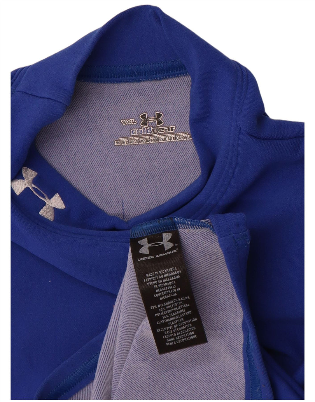 Under Armour Jungen-Oberteil, langärmlig, 13–14 Jahre, XL, blaues Nylon