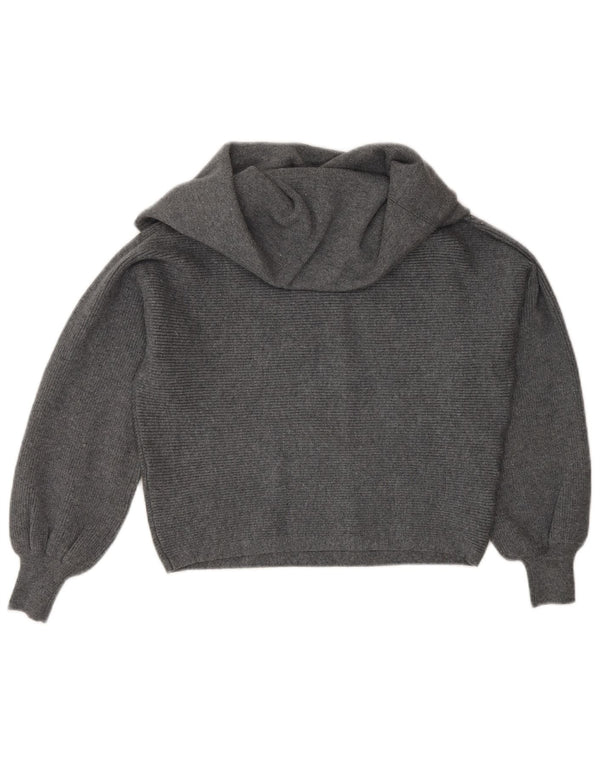 Zara Damen Crop Rollkragenpullover Pullover UK 10 Small Graue Viskose