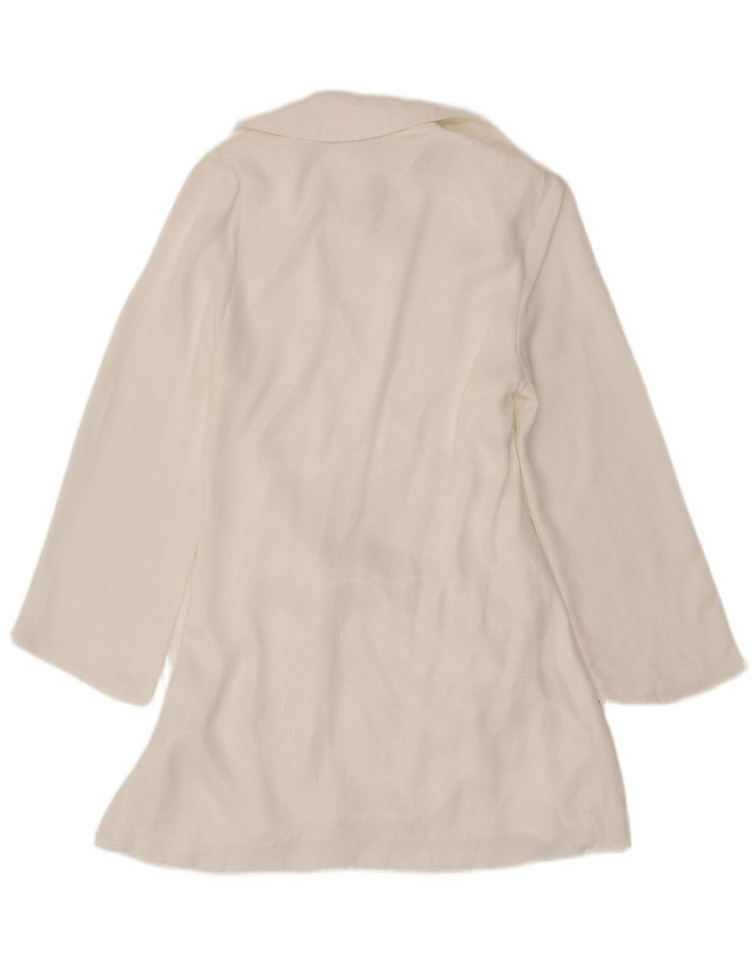 Zara Damen Langarm-Wickelkleid UK 12 Mittelweiße Viskose