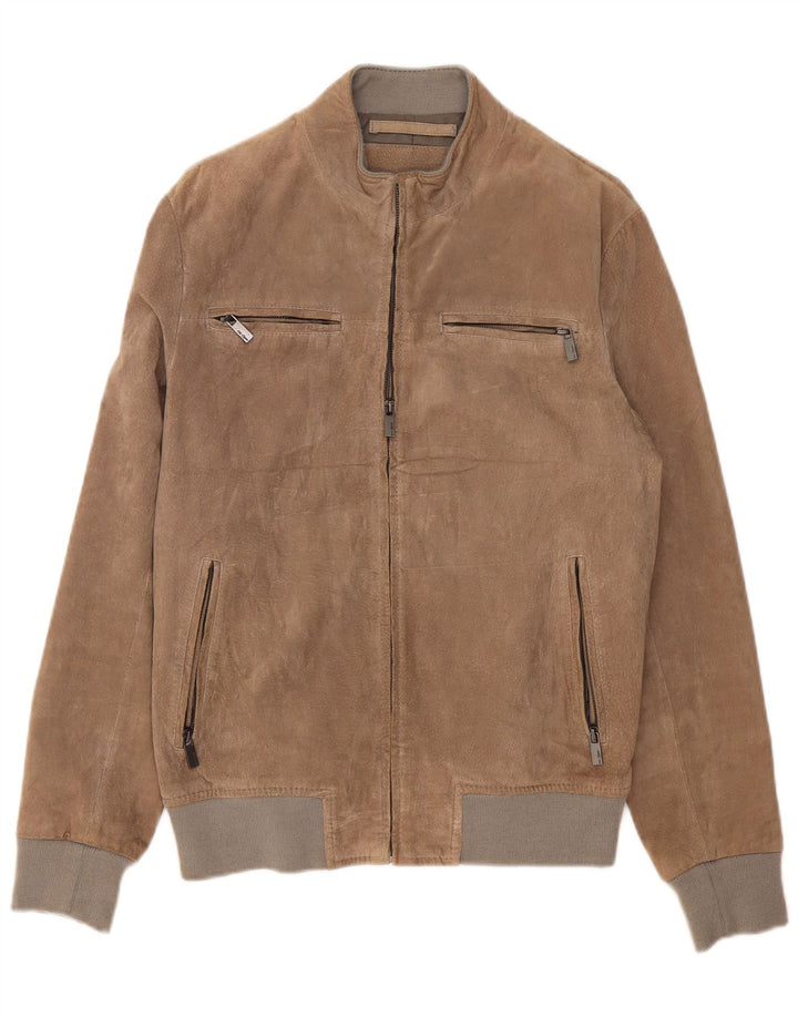 Vintage Herren Wildleder Bomberjacke UK 38 Mittelgraues Leder