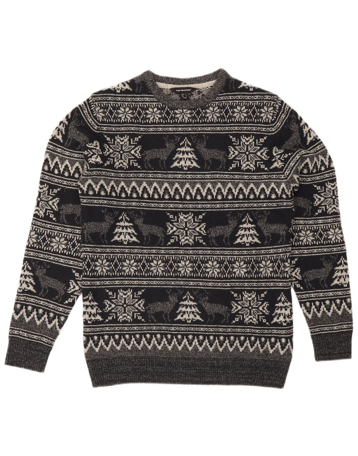 Cedarwood State Herren-Pullover mit Rundhalsausschnitt, Mittelgrau, Fair Isle